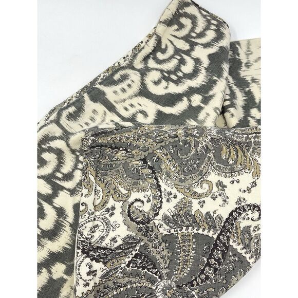 Pottery Barn Throw Pillow Sham Cover Gray Linen Blend Paisley Ikat 24"X24" - Picture 2 of 7